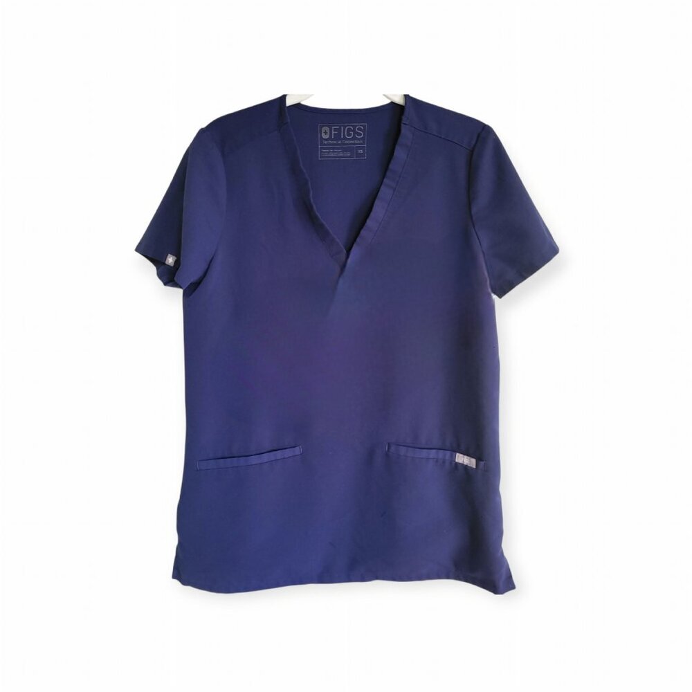 FIGS Navy Blue Casma Scrub Top XS Women’s V-Neck Three-Pocket Trendy Workwear - Picture 7 of 7